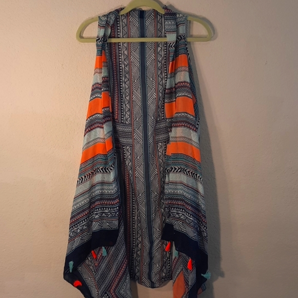 Boho Vest Swim Cover M L Tassels Long Cover - Picture 2 of 8